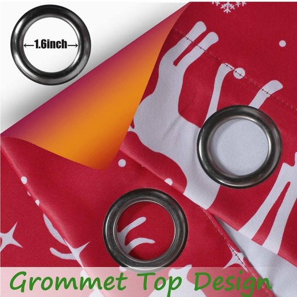 Deer Printed Christmas Curtains 52”Wx84”L Set of 2 panels - Picture 4 of 6